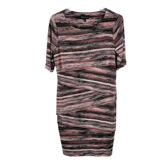 Brandy Asymmetrical Bodycon Striped/Painted Dress Size 10 - Picture 7 of 14